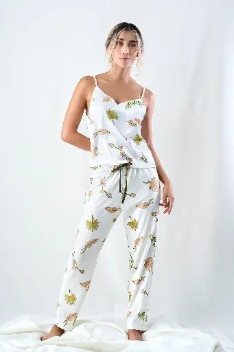 Pijama Conjunto Blusa + Pantalón Cuerda Latte