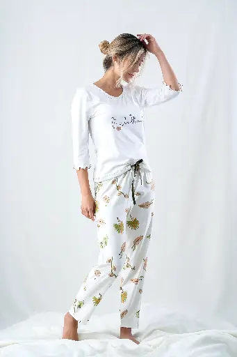 Pijama Conjunto Manga 3/4 + Pantalón Cuerda Latte